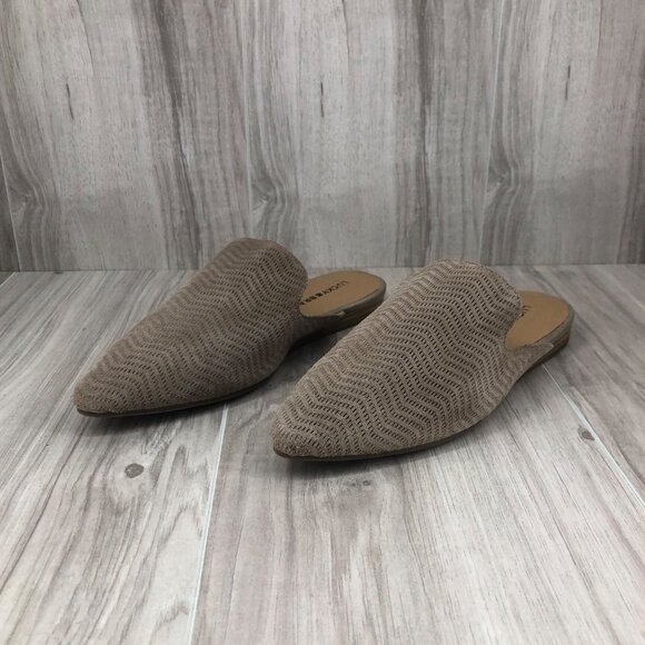 Lucky Brand Mule Flats Womens 6.5M Brynnuh Taupe Suede Slip On Shoes - Picture 3 of 11